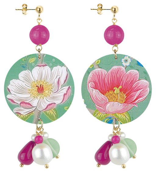 Orecchini Fiore Bianco E Rosa Classico Fucsia - Lebole Maison